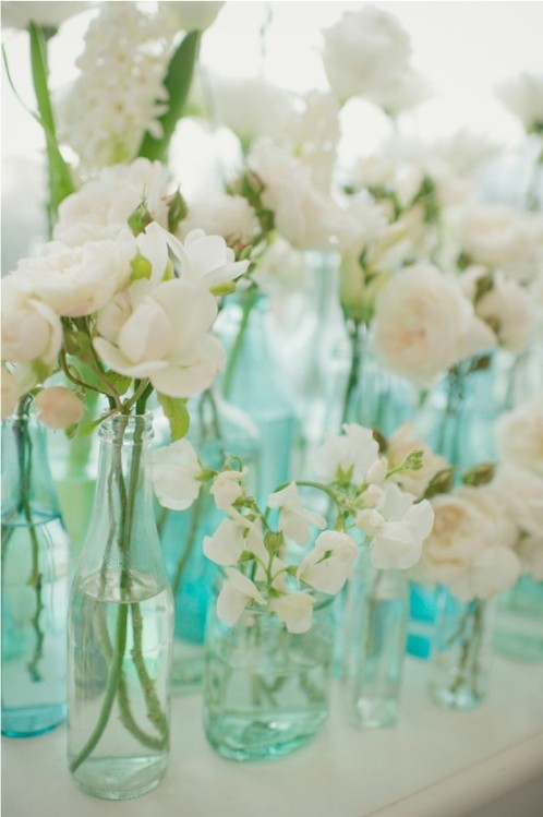 aqua and white flowers - pinterest