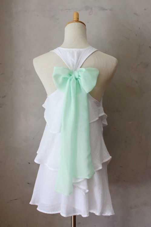mint bow and white dress - pinterest