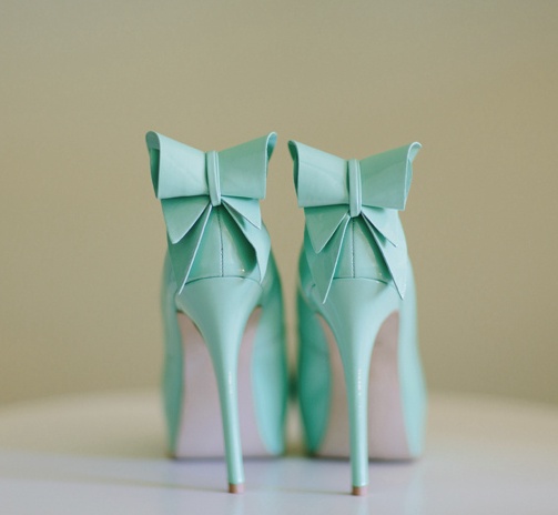 mint green pumps and bows - pinterest